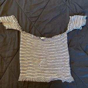 Striped Off Shoulder Crop Top